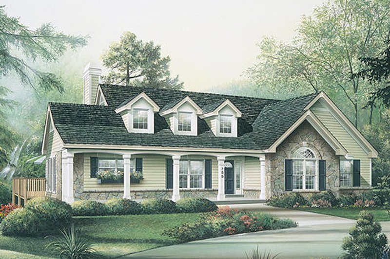 Dream House Plan - Country Exterior - Front Elevation Plan #57-298