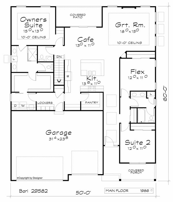 House Blueprint - Farmhouse Floor Plan - Main Floor Plan #20-2589