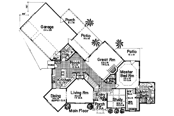 Floor Plan - Main Floor for European House Plan #52-153 - 4 bed, 3.5 bath