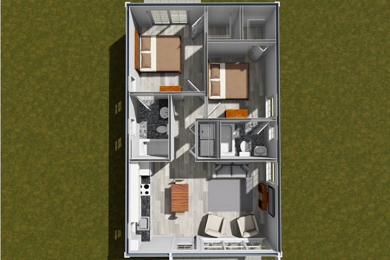 Dream House Plan - Floor Plan - Main Floor 1 for Cottage House Plan #513-2339 - 2 bed, 2 bath