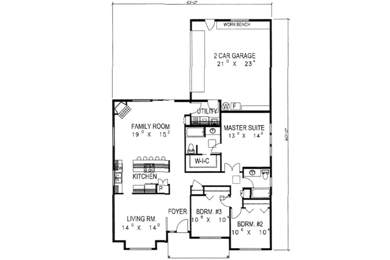 Dream House Plan - Floor Plan - Main Floor for Traditional House Plan #117-211 - 3 bed, 2 bath