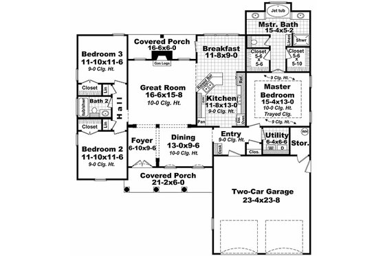 Floor Plan - Main Floor for European House Plan #21-314 - 3 bed, 2 bath
