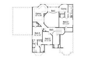 Floor Plan - Upper Floor for European House Plan #411-772 - 5 bed, 3.5 bath