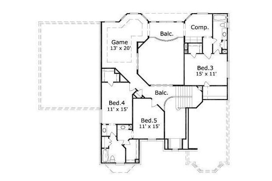 Floor Plan - Upper Floor for European House Plan #411-772 - 5 bed, 3.5 bath