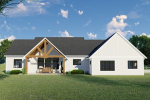 Exterior - Rear Elevation for Farmhouse House Plan #1064-141 - 4 bed, 2.5 bath