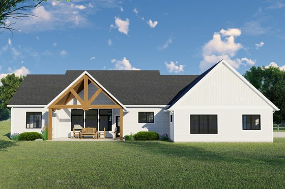 Exterior - Rear Elevation for Farmhouse House Plan #1064-141 - 4 bed, 2.5 bath