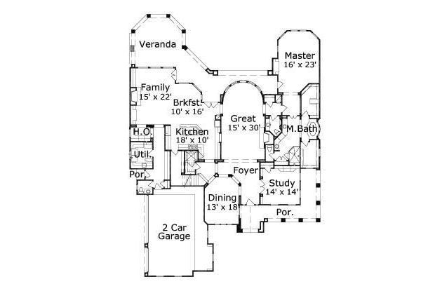 European Floor Plan - Main Floor Plan #411-417