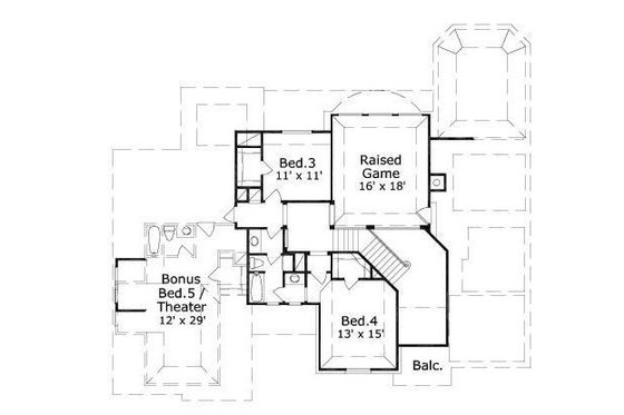 Floor Plan - Upper Floor for European House Plan #411-435 - 4 bed, 3.5 bath