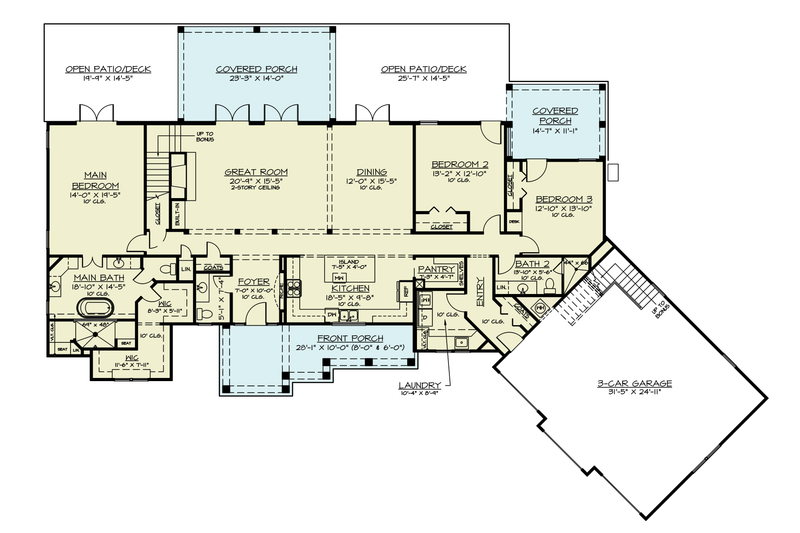 Architectural House Design - Floor Plan - Main Floor for Farmhouse House Plan #119-445 - 3 bed, 2.5 bath