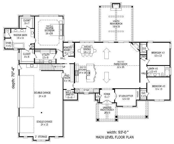 Country Floor Plan - Main Floor Plan #932-147