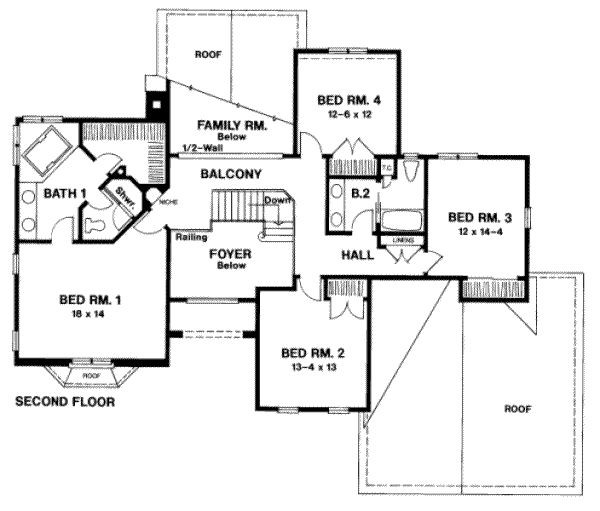 Traditional Floor Plan - Upper Floor Plan #328-118