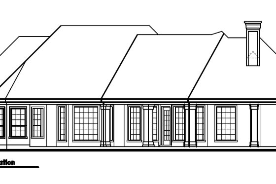 Exterior - Rear Elevation for European House Plan #411-622 - 3 bed, 2.5 bath