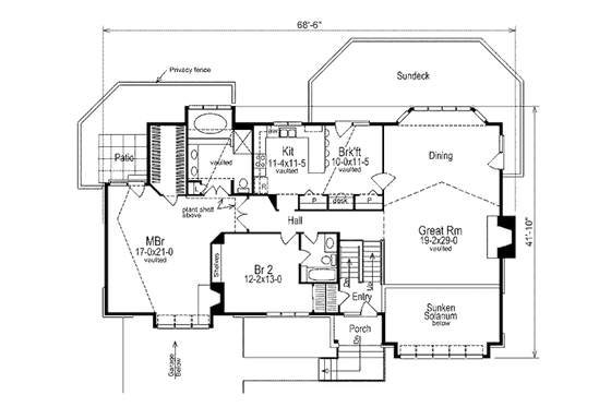 Floor Plan - Main Floor for Modern House Plan #57-296 - 3 bed, 3 bath