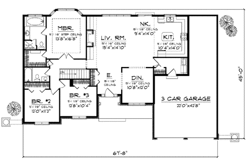 Home Plan - Floor Plan - Main Floor House Plan #70-615 - 3 bed, 2 bath