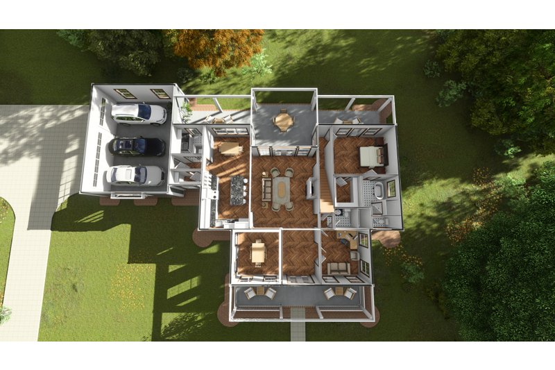 Dream House Plan - Floor Plan - Main Floor 1 for Farmhouse House Plan #513-2206 - 4 bed, 4 bath