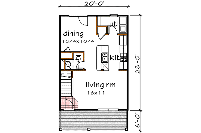 House Blueprint - Floor Plan - Main Floor for Cottage House Plan #79-121 - 3 bed, 1.5 bath