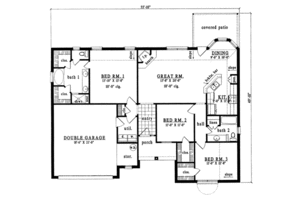 Floor Plan - Main Floor for Traditional House Plan #42-233 - 3 bed, 2 bath