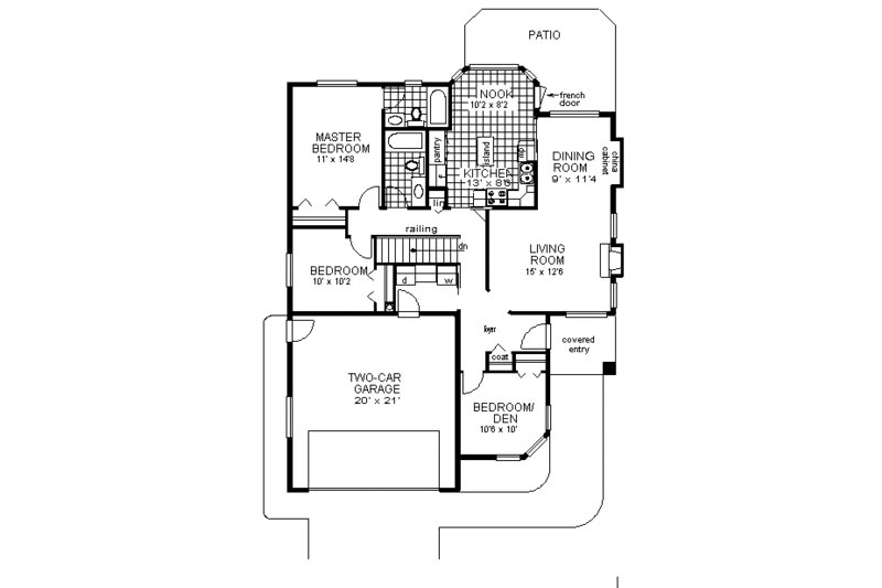 Traditional Style House Plan - 3 Beds 2 Baths 1326 Sq/Ft Plan #18-182 ...