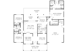 Floor Plan - Main Floor for Ranch House Plan #11-106 - 3 bed, 2 bath