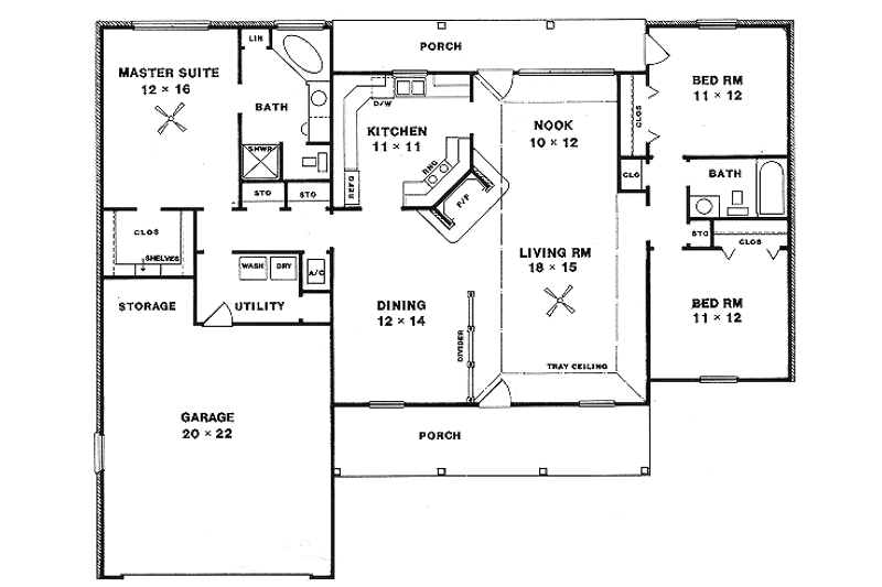 Dream House Plan - Floor Plan - Main Floor for European House Plan #14-125 - 3 bed, 2 bath