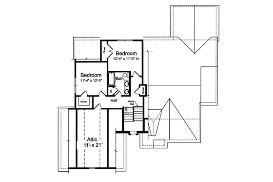 Floor Plan - Upper Floor for Craftsman House Plan #46-918 - 3 bed, 2.5 bath