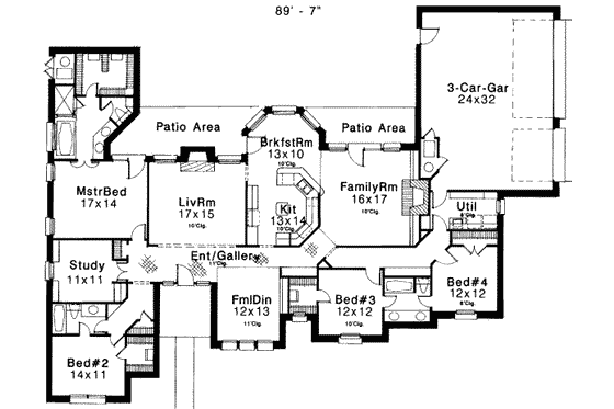 Floor Plan - Main Floor for European House Plan #310-187 - 5 bed, 3 bath