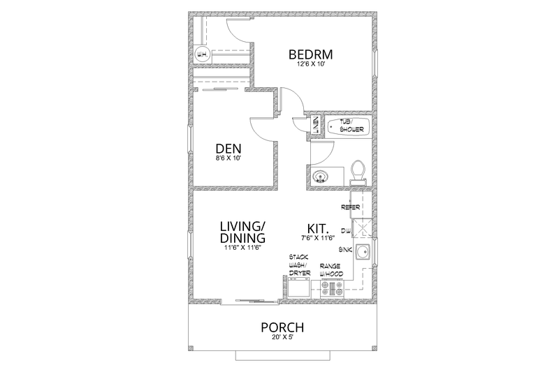 Home Plan - Floor Plan - Main Floor for Bungalow House Plan #112-185 - 2 bed, 1 bath