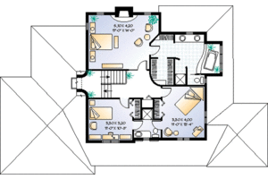 Floor Plan - Upper Floor for Country House Plan #23-282 - 3 bed, 2.5 bath