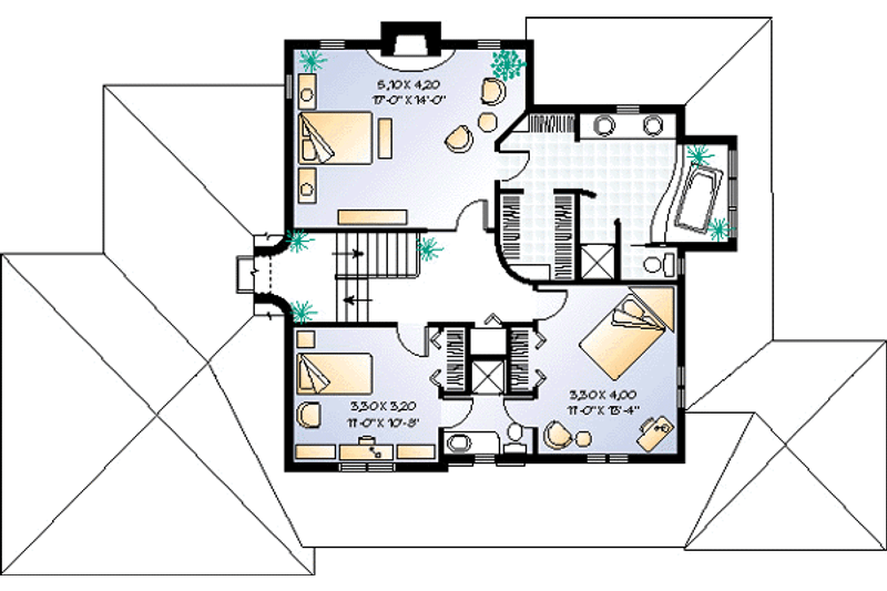 Architectural House Design - Floor Plan - Upper Floor for Country House Plan #23-282 - 3 bed, 2.5 bath