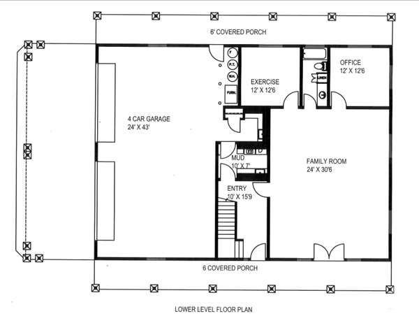 Barndominium Floor Plan - Lower Floor Plan #117-1008