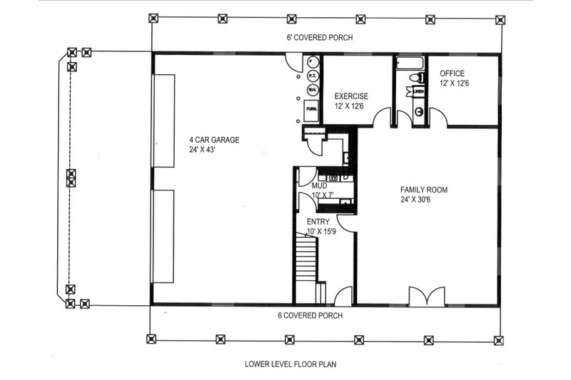 House Design - Floor Plan - Lower Floor for Barndominium House Plan #117-1008 - 3 bed, 3 bath