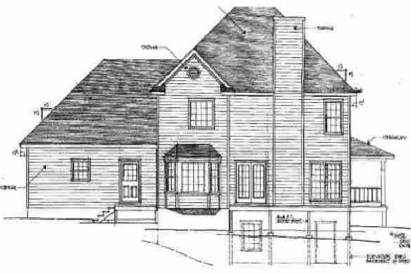 House Blueprint - Exterior - Rear Elevation for Traditional House Plan #10-218 - 3 bed, 2.5 bath