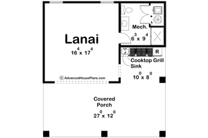 Floor Plan - Main Floor for Craftsman House Plan #455-437, 1 bath