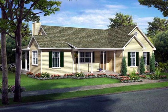 Exterior - Front Elevation for Farmhouse House Plan #312-237 - 3 bed, 2 bath