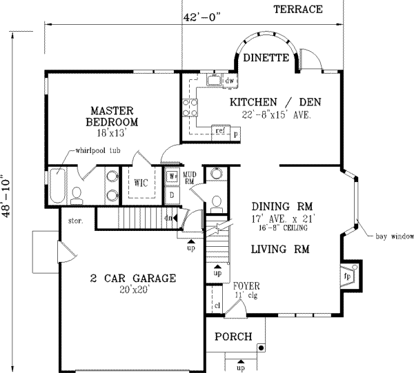 Home Plan - Cottage Floor Plan - Main Floor Plan #3-161