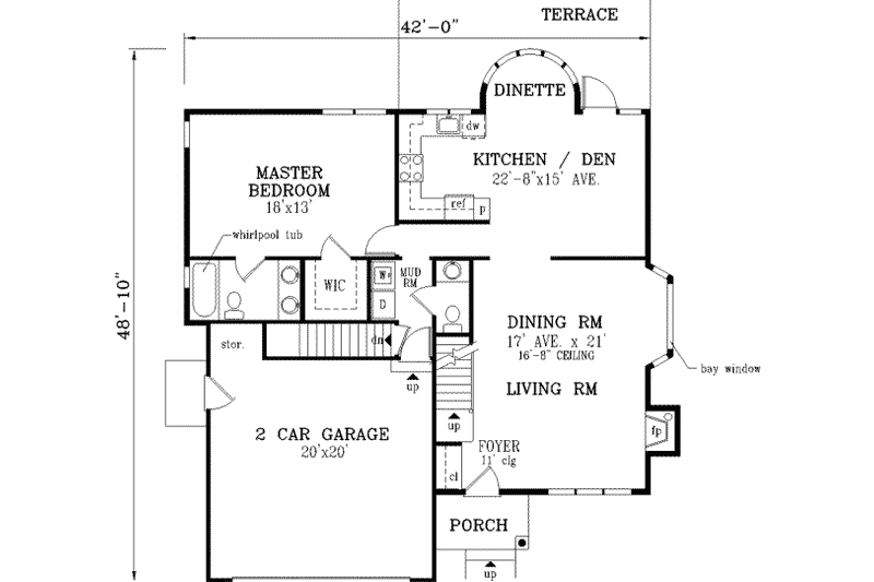 Home Plan - Floor Plan - Main Floor for Traditional House Plan #3-161 - 4 bed, 2.5 bath