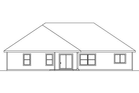 Exterior - Rear Elevation for Traditional House Plan #124-558 - 3 bed, 2 bath