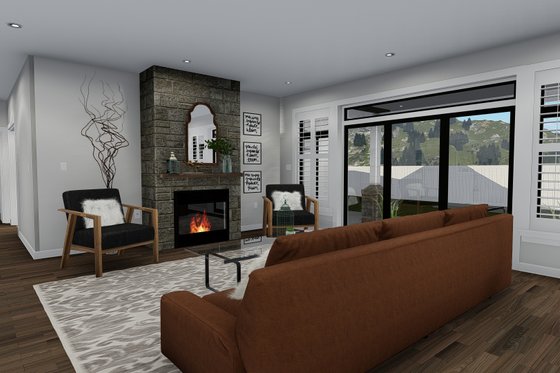 Interior - Family Room for Ranch House Plan #1060-30 - 5 bed, 3.5 bath