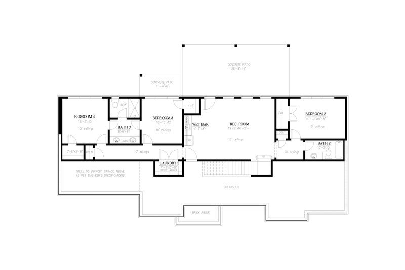 House Plan Design - Floor Plan - Lower Floor for Cottage House Plan #437-134 - 4 bed, 3.5 bath