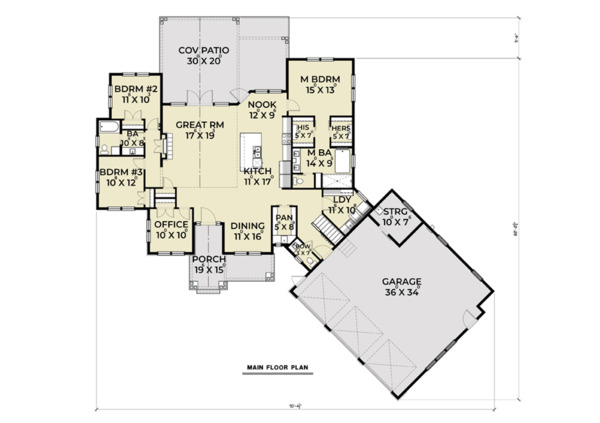 Architectural House Design - Farmhouse Floor Plan - Main Floor Plan #1070-22