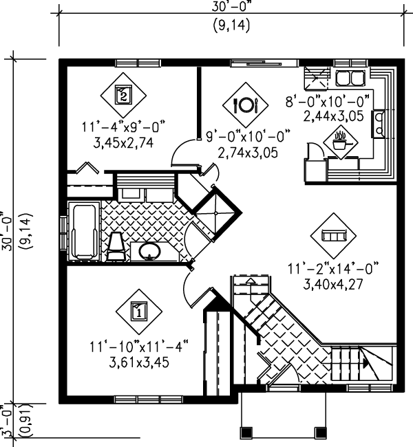 Architectural House Design - Traditional Floor Plan - Main Floor Plan #25-177