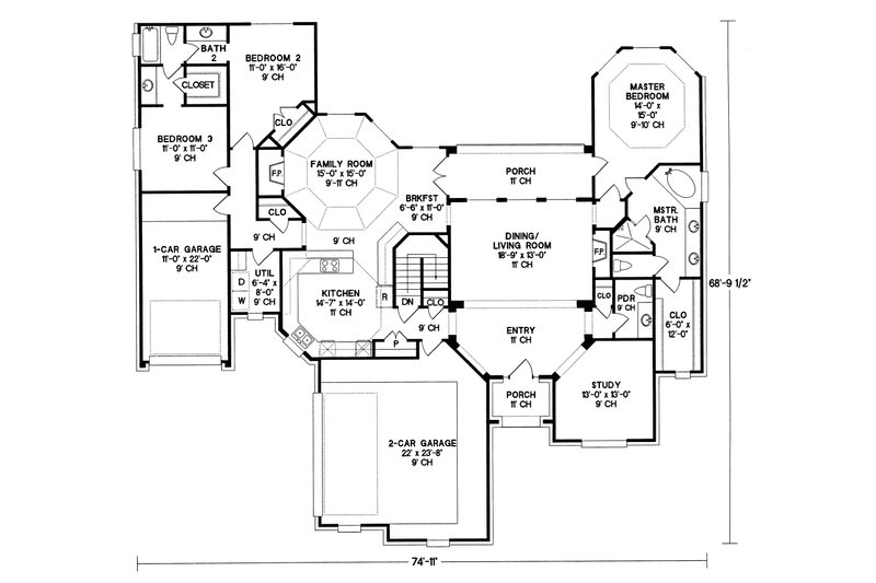 Dream House Plan - Floor Plan - Main Floor for European House Plan #20-131 - 3 bed, 2.5 bath