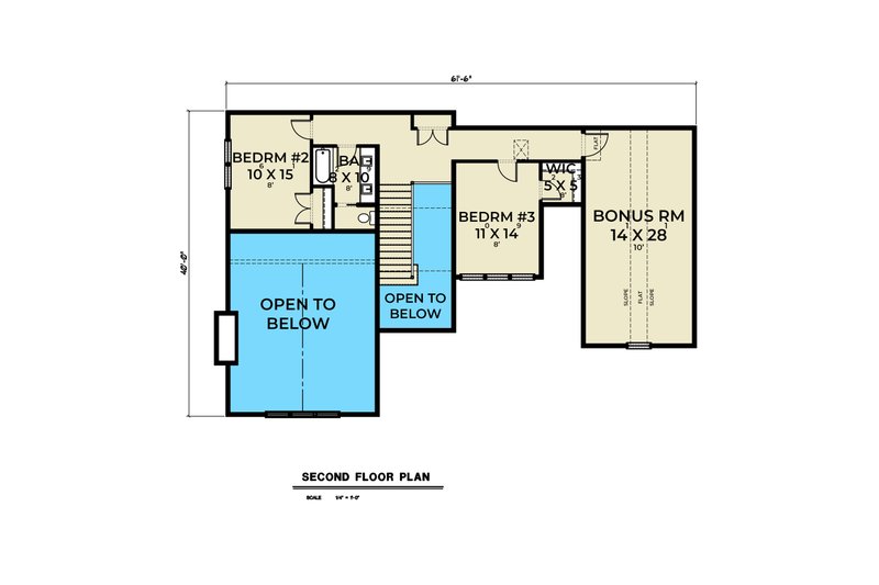 House Blueprint - Floor Plan - Upper Floor for Farmhouse House Plan #1070-199 - 3 bed, 2.5 bath