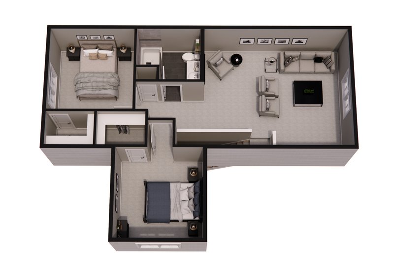 House Blueprint - Floor Plan - Upper Floor 1 for Bungalow House Plan #51-1405 - 3 bed, 2 bath