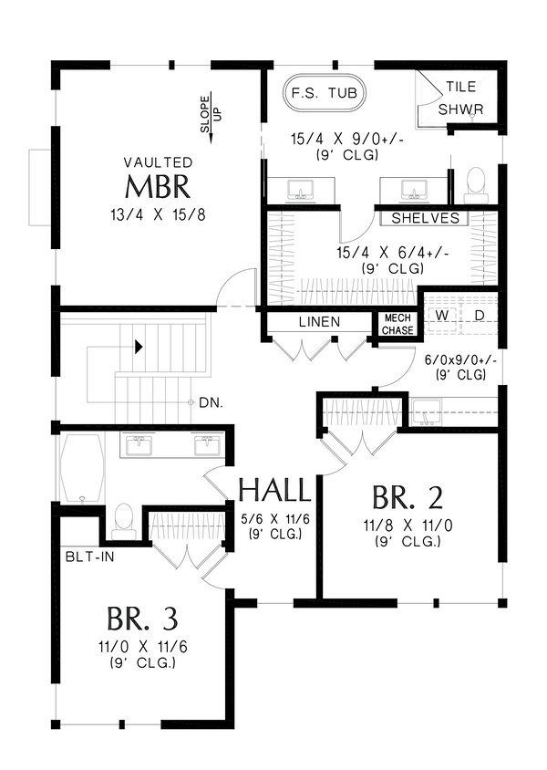 Contemporary Floor Plan - Upper Floor Plan #48-1087