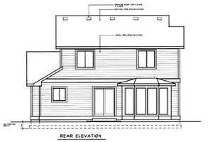 Exterior - Rear Elevation for Craftsman House Plan #96-206 - 3 bed, 2.5 bath