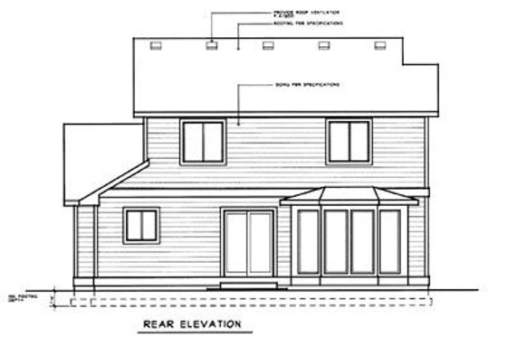 Exterior - Rear Elevation for Craftsman House Plan #96-206 - 3 bed, 2.5 bath