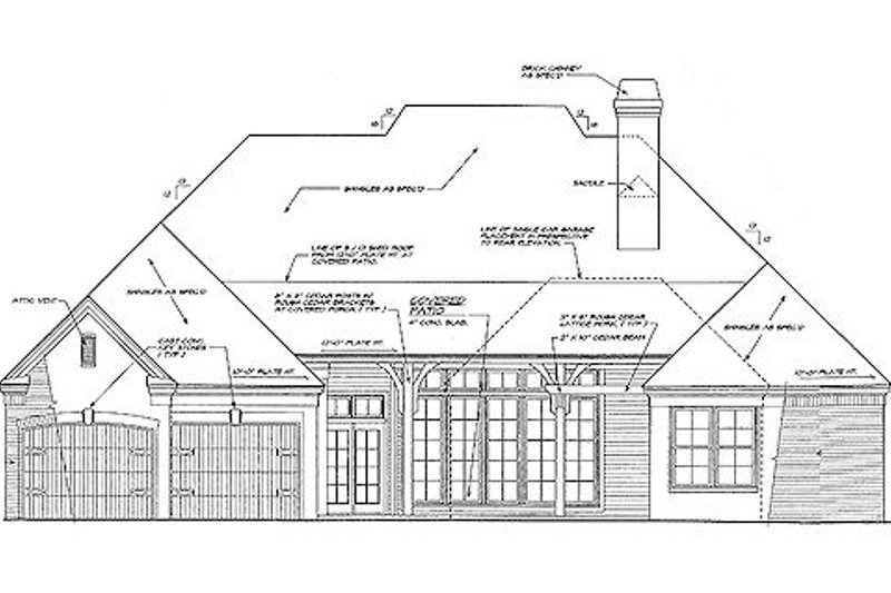 Home Plan - Exterior - Rear Elevation for European House Plan #310-266 - 2 bed, 3 bath