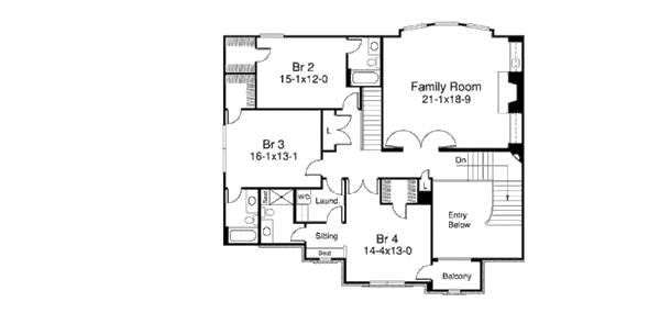 European Floor Plan - Upper Floor Plan #57-354