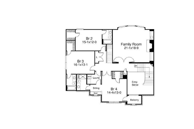 Home Plan - Floor Plan - Upper Floor for European House Plan #57-354 - 4 bed, 5.5 bath